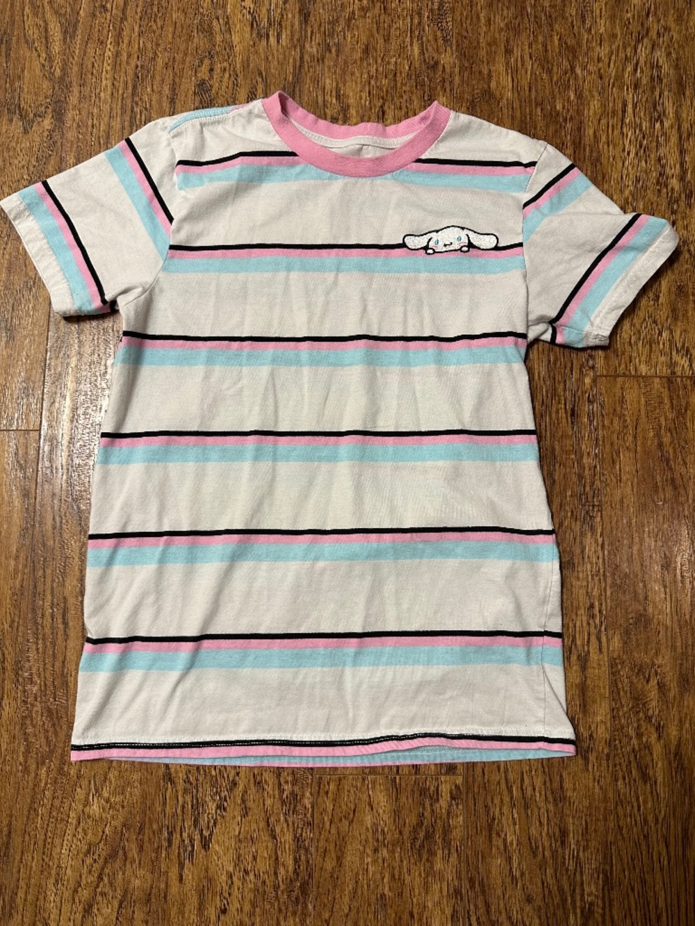 Cinnamoroll by Sanrio Men's T-Shirt Blue & Pink Striped Size Medium